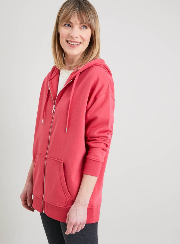 Womens longline zip hot sale through hoodie